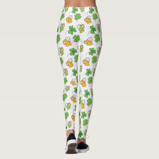 Lucky Green Beer en shamrocks St. Patrick's Day Leggings (Achterkant)