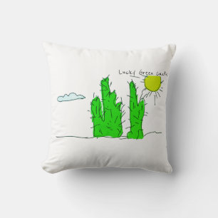 Lucky Green Cactus Doodle Funky Worpillow Kussen