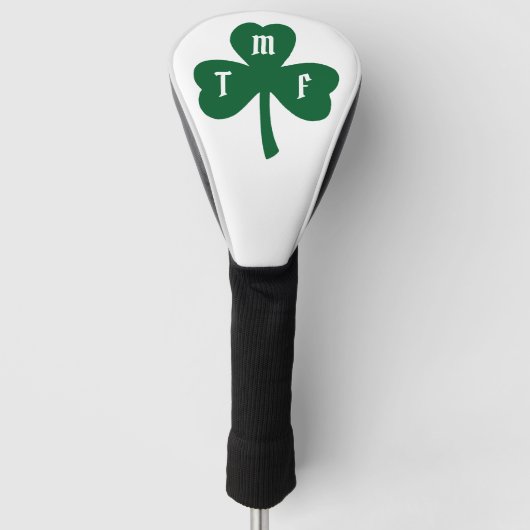 Lucky Green Clover Monogrammed Initialen Novelty Golfheadcover (Voorkant)