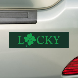 Lucky Green Clover Shamrock St. Patrick's Day Bumpersticker