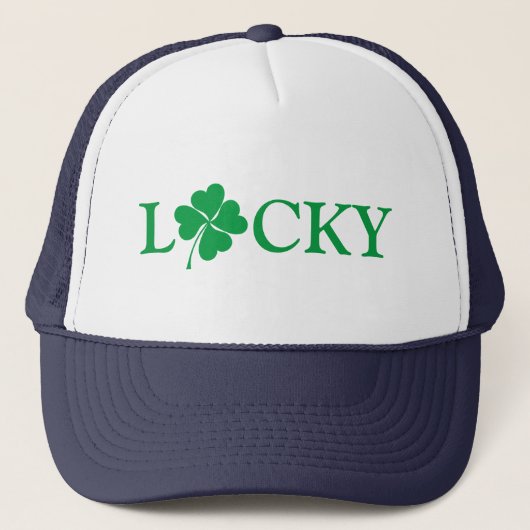 Lucky Green Clover shamrock St. Patrick's Day Trucker Pet (Voorkant)