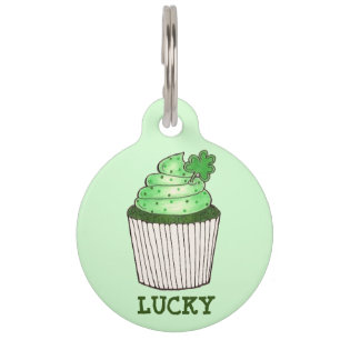 Lucky Green Cupcake Shamrock St. Paddy's Day Huisdierpenning