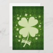 Lucky Green Diamond Four Leaf Ribbon Clover Aankondiging (Voorkant / Achterkant)