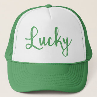 Lucky Green Distressed Trucker Hat Pet