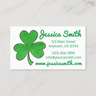 Lucky Green Irish Shamrock Clover St Patrick's Day Visitekaartje