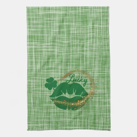 Lucky Green Lips St. Patricks Day Theedoek (Verticaal)