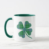 Lucky Green Plaid Shamrock Four-Leaf Clover  Mok (Links)
