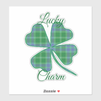 Lucky Green Plaid Shamrock Four-Leaf Clover  Sticker