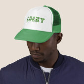 Lucky-Green Retro Fancy Tekstontwerp 3 Trucker Pet (In situ)