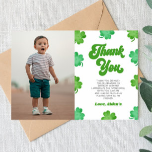 Lucky Green Shamrock Clover Afbeelding Verjaardags Bedankkaart