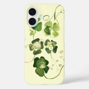 LUCKY GREEN SHAMROCK DAMES MET HARTEN Monogram iPhone 16 Hoesje