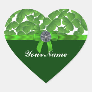 Lucky green shamrock patroon hart sticker