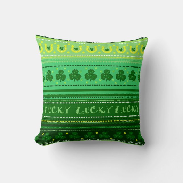 Lucky Green Shamrock | St. Patricks Day Irish Kussen (Voorkant)