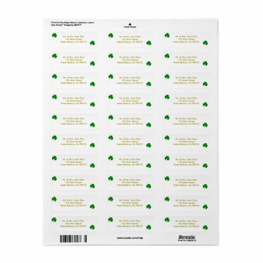 Lucky Green St Patrick's Day Irish Shamrock Etiket (Full Sheet)