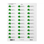 Lucky Green St Patrick's Day Shamrock Etiket (Full Sheet)