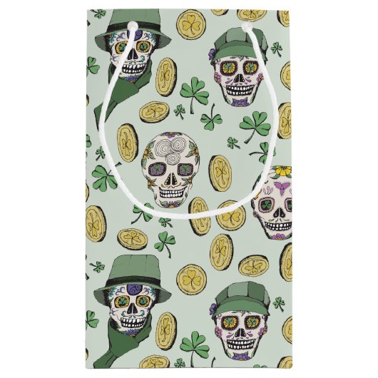 Lucky Green St Patrick's Day Suikerschedels Klein Cadeauzakje (Achterkant)