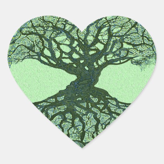 Lucky Green Tree of Life Hart Sticker (Voorkant)
