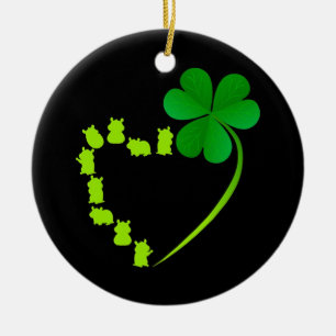 Lucky Hamster Shamrock Heart Keramisch Ornament