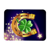 Lucky hoefijzer 4 bladklaver schietster paarse magneet (Horizontaal)