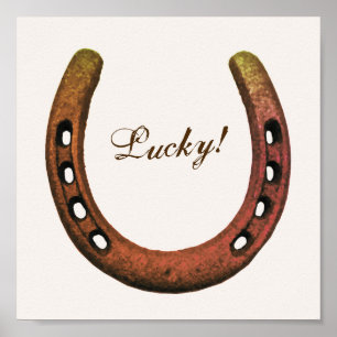 Lucky! Hoefijzer afdrukken Poster