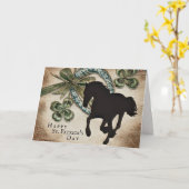 Lucky Hoefijzer and Horse St. Patrick's Day Kaart (Gele Bloem)