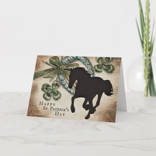 Lucky Hoefijzer and Horse St. Patrick's Day Kaart (Voorkant)