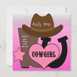 Lucky Hoefijzer Cowgirl Uitnodiging