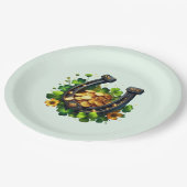 Lucky Hoefijzer gouden munten en klaver Papieren Bordje (Gekanteld)