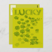 Lucky Hoefijzer Shamrocks Briefkaart (Voorkant / Achterkant)