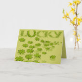 Lucky Hoefijzer Shamrocks Kaart (Gele Bloem)