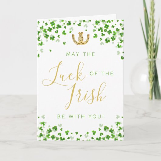 Lucky Hoefijzers & Irish Clover St. Patrick's Day Kaart (Voorkant)