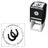 Lucky Hoefijzers Round Return-adres Zelfinktende Stempel (In situ)