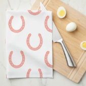 Lucky hoefijzers roze keukenhanddoek (Quarter Fold)