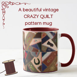 Lucky Horseshoe Colorful Patchwork Crazy Quilt Mug
