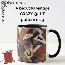 Lucky Horseshoe Colorful Patchwork Crazy Quilt Mug