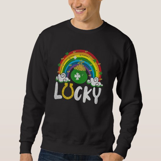Lucky Horseshoe Rainbow Funny St. Patrick' Day Trui (Voorkant)