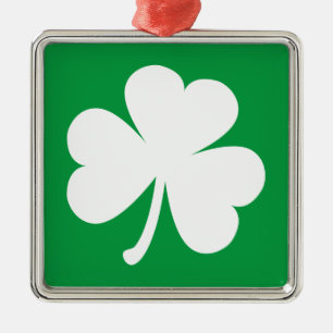 Lucky Ierse Klaver Groen & Wit Metalen Ornament