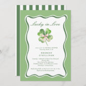 Lucky in Love Bridal Shower  Shamrock Invitation (Devant / Derrière)
