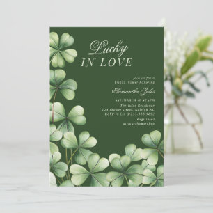 Lucky in Love Bruiloftsfeest Groen Klavertjevier Kaart