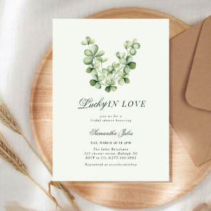Lucky in Love Bruiloftsfeest Groen Klavertjevier Kaart