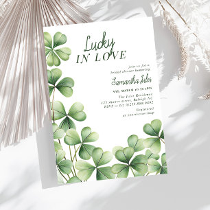 Lucky in Love Bruiloftsfeest Groen Klavertjevier Kaart