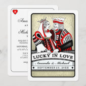 Lucky in Love - Coeurs jouer carte Wed Invitation (Devant / Derrière)