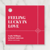 Lucky in Love Crimson Red Wedding Bedankjes Labels (Voorkant)