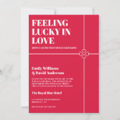 Lucky in Love Crimson Red Wedding Kaart (Voorkant)