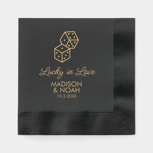 Lucky in Love Custom Wedding Foil serviettes empil (Recto)
