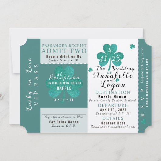 Lucky in Love Destination Mariage Invitation (Dos)