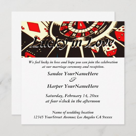 Lucky in Love Faire-part de mariage (Devant / Derrière)