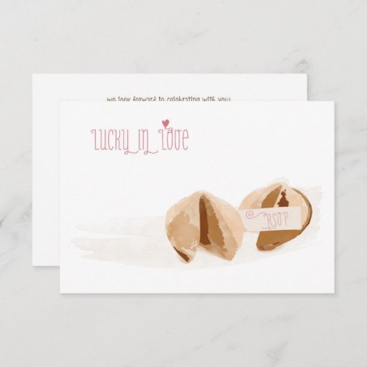 Lucky in Love Fortune cookies de mariage carte RSV (Devant / Derrière)