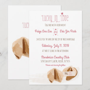 Lucky in Love Fortune koekjes Wedding Invitation Kaart