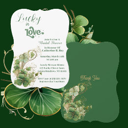 Lucky in Love Green Golden Shamrock Vrijgezellenfe Kaart